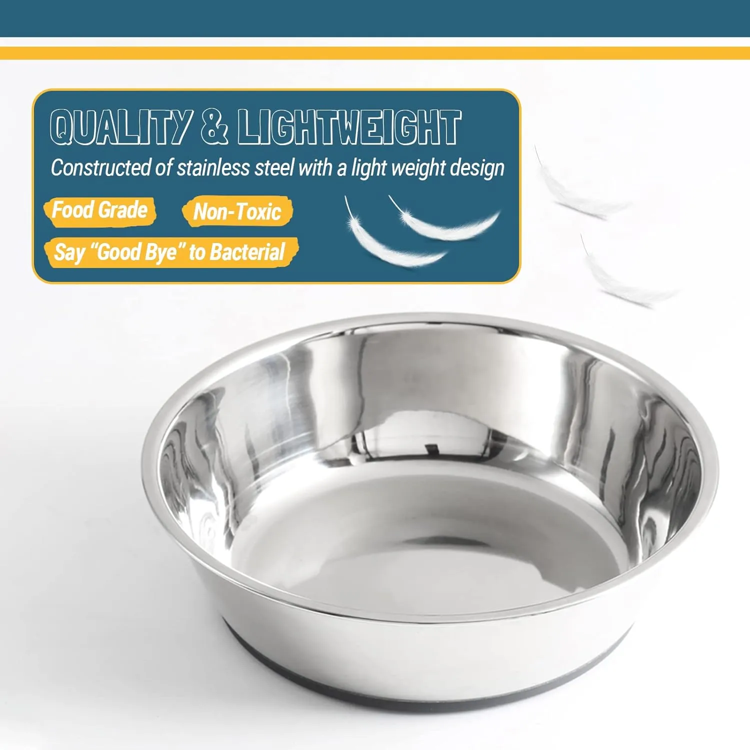 PEGGY11 Lightweight Stainless Steel Cat Bowls - 3 Cup, Single Pack