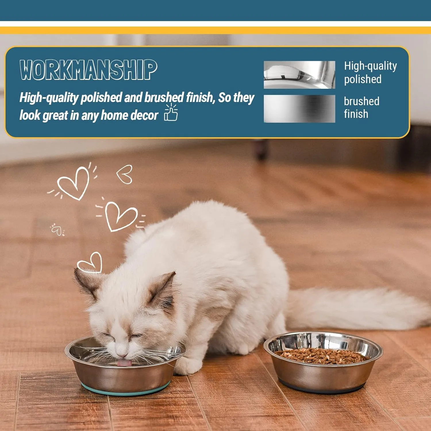 PEGGY11 Lightweight Stainless Steel Cat Bowls - 3 Cup, Single Pack
