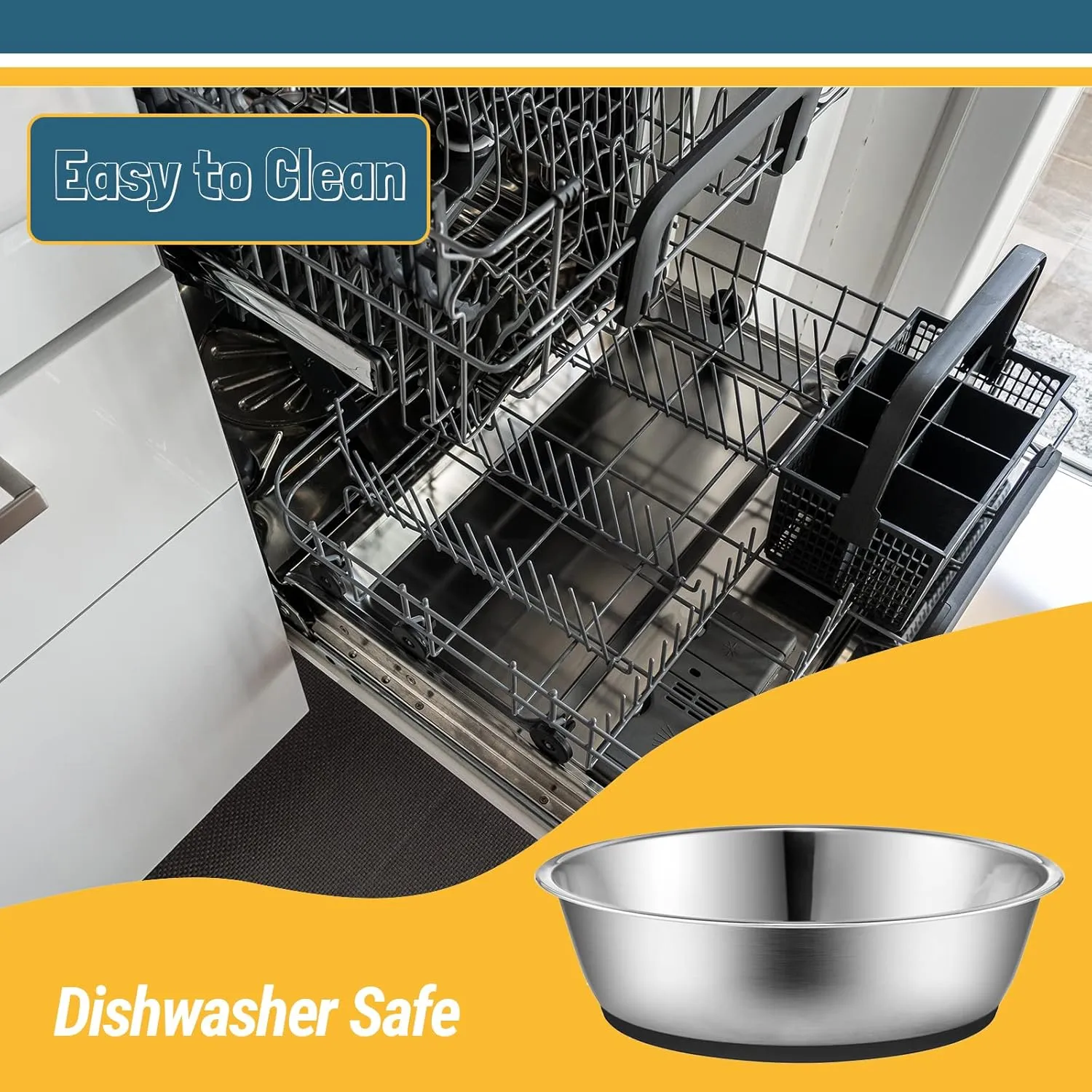 PEGGY11 Lightweight Stainless Steel Cat Bowls - 3 Cup, Single Pack