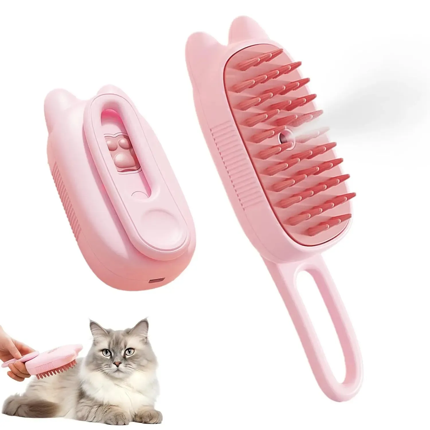 Pet Steam Brush 3 in 1 Shedding Massage And Grooming In One