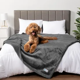 PetAmi Waterproof Dog Blanket for Medium Large XL Dog Puppy Cat Throw for Couch Cover Leakproof Protection, Sherpa Fleece, Reversible Soft Washable 80x60 Gray Gray