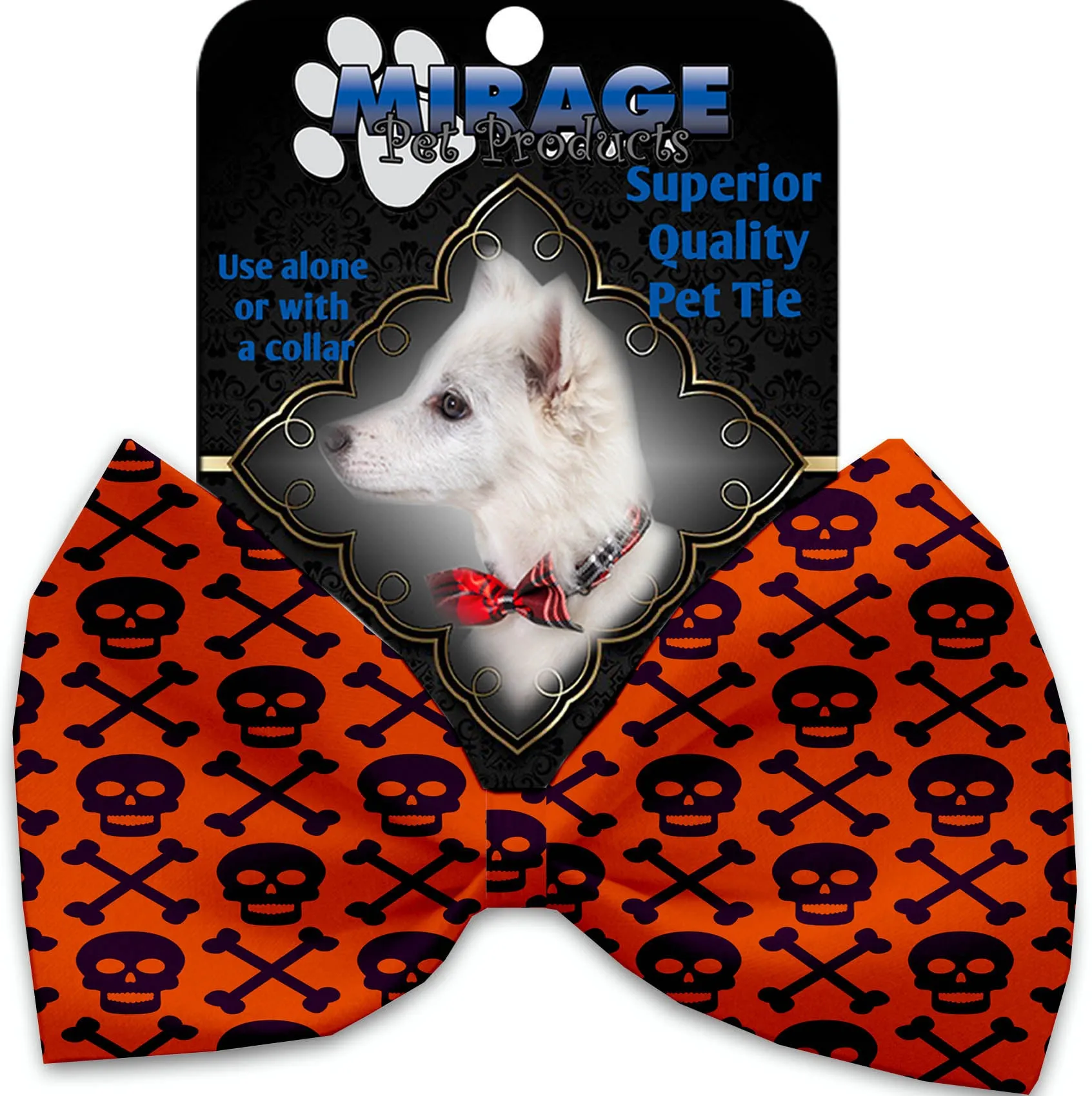 Purple Skulls Pet Bow Tie Collar Accessory With Velcro
