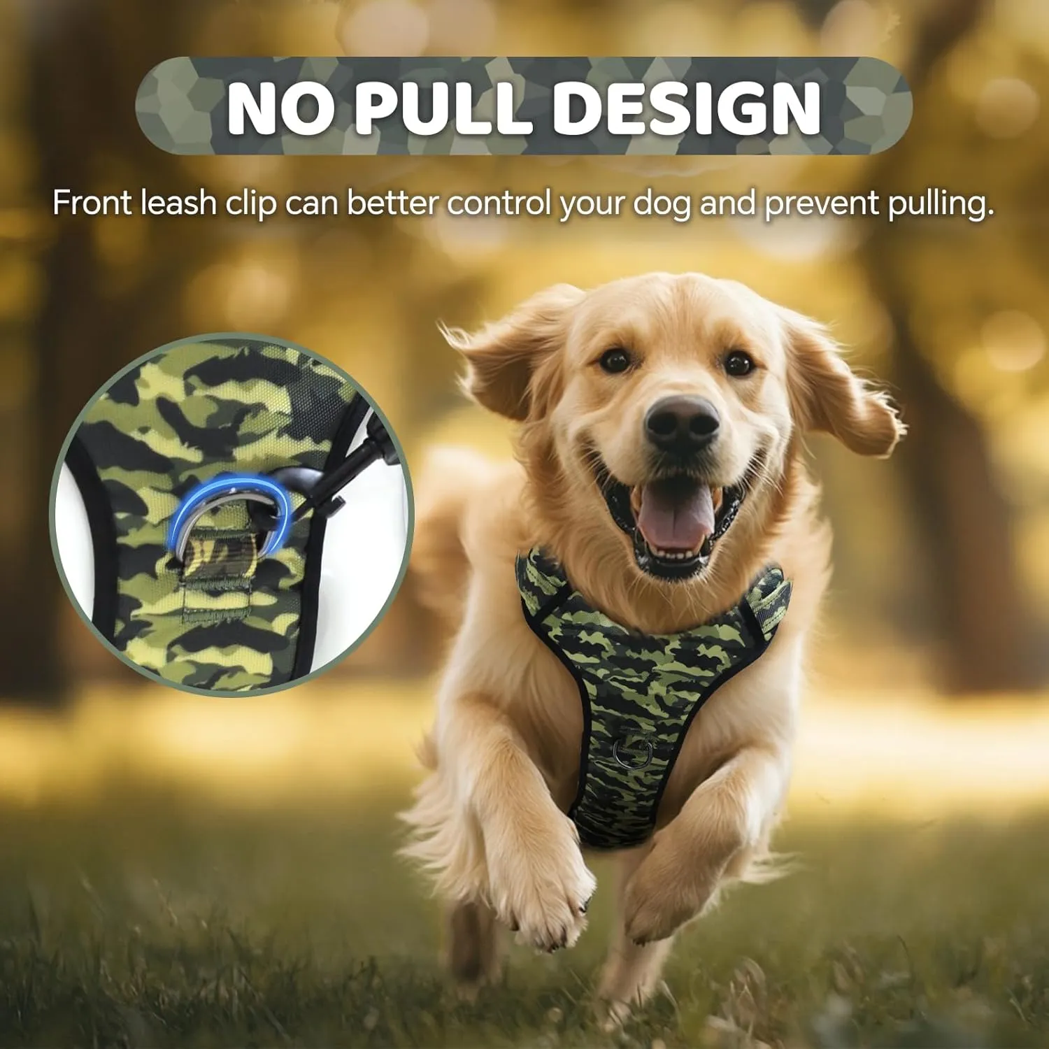 QQPETS No Pull Dog Harness with 2 Leash ClipsAdjustable Soft Padded Dog Vest, Reflective Outdoor Pet Oxford Vest with Easy Control Handle for Small to Large Dogs Walking Training