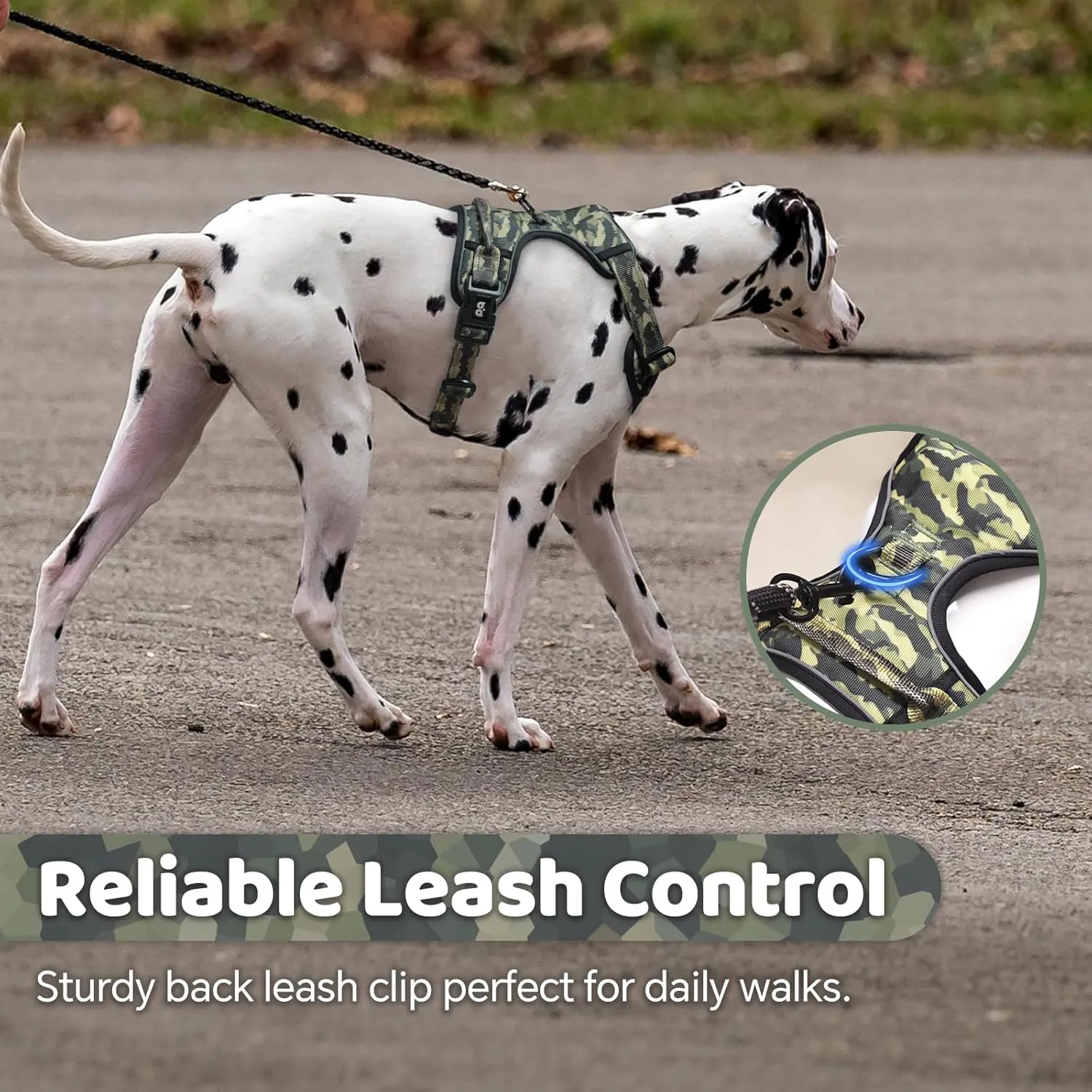QQPETS No Pull Dog Harness with 2 Leash ClipsAdjustable Soft Padded Dog Vest, Reflective Outdoor Pet Oxford Vest with Easy Control Handle for Small to Large Dogs Walking Training