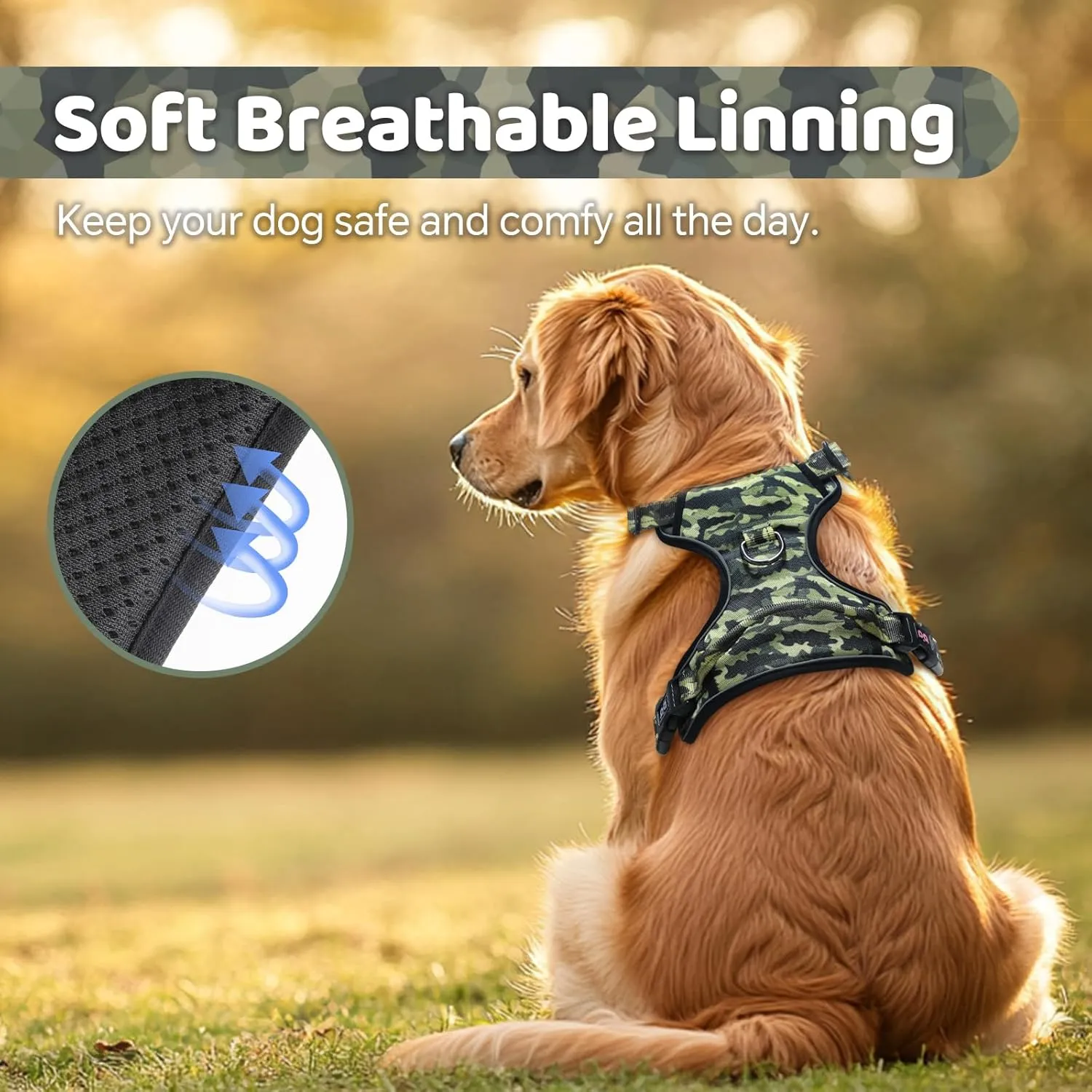 QQPETS No Pull Dog Harness with 2 Leash ClipsAdjustable Soft Padded Dog Vest, Reflective Outdoor Pet Oxford Vest with Easy Control Handle for Small to Large Dogs Walking Training