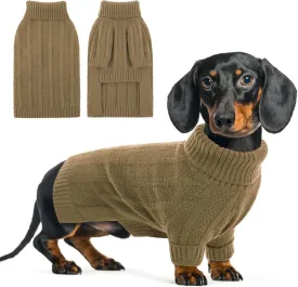 Queenmore XSmall Dog Sweater,Small Sweater for Dog,Soft Knitted Dog Sweater Christmas Clothing,Turtleneck Pullover Puppy Sweaters for Dogs Girls Boys,Cozy Pet Knitwear for Teacup,Chihuahua(Camel,XS)