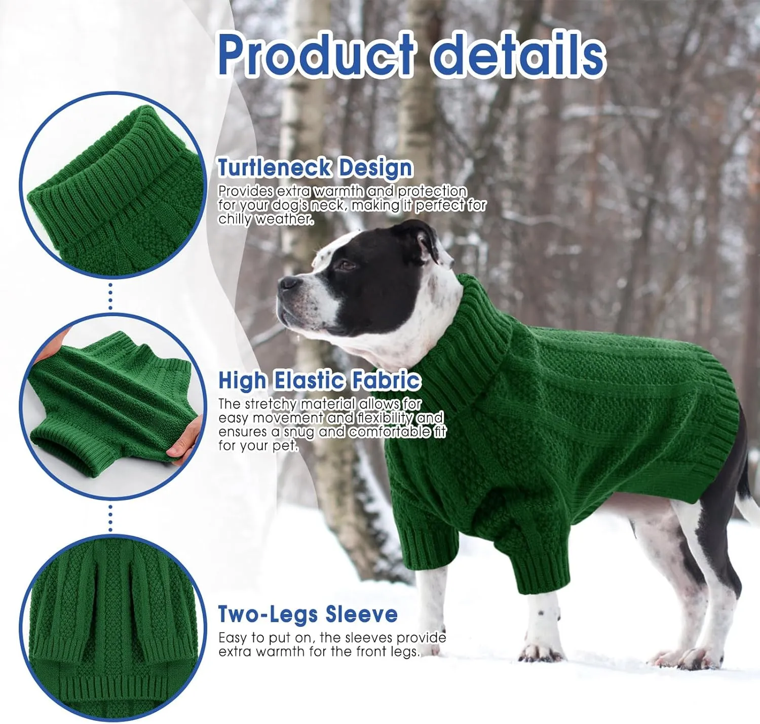 Queenmore XSmall Dog Sweater,Small Sweater for Dog,Soft Knitted Dog Sweater Christmas Clothing,Turtleneck Pullover Puppy Sweaters for Dogs Girls Boys,Cozy Pet Knitwear for Teacup,Chihuahua(Green,XS)