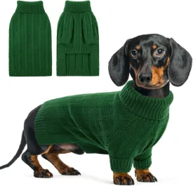 Queenmore XSmall Dog Sweater,Small Sweater for Dog,Soft Knitted Dog Sweater Christmas Clothing,Turtleneck Pullover Puppy Sweaters for Dogs Girls Boys,Cozy Pet Knitwear for Teacup,Chihuahua(Green,XS)
