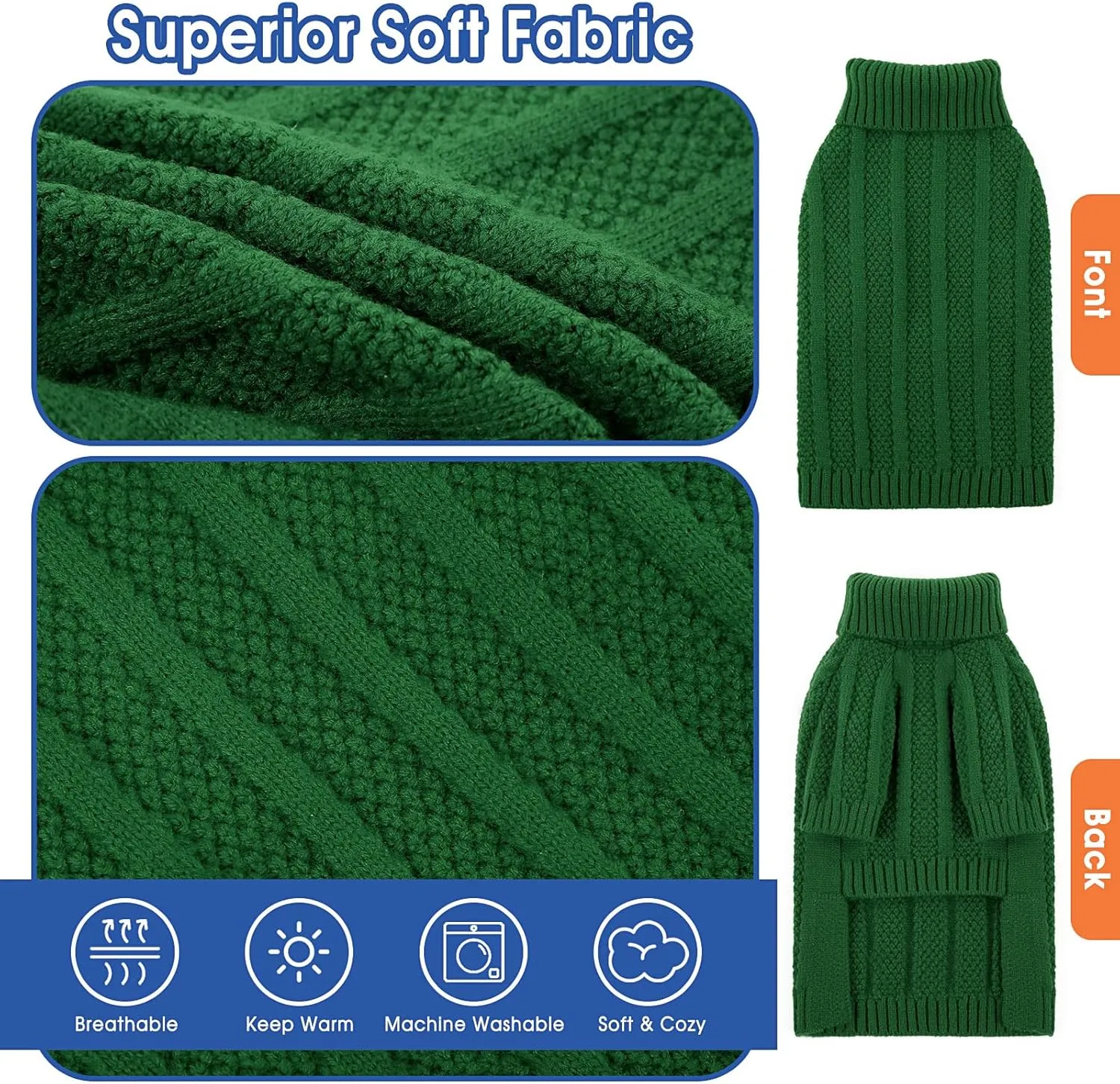 Queenmore XSmall Dog Sweater,Small Sweater for Dog,Soft Knitted Dog Sweater Christmas Clothing,Turtleneck Pullover Puppy Sweaters for Dogs Girls Boys,Cozy Pet Knitwear for Teacup,Chihuahua(Green,XS)