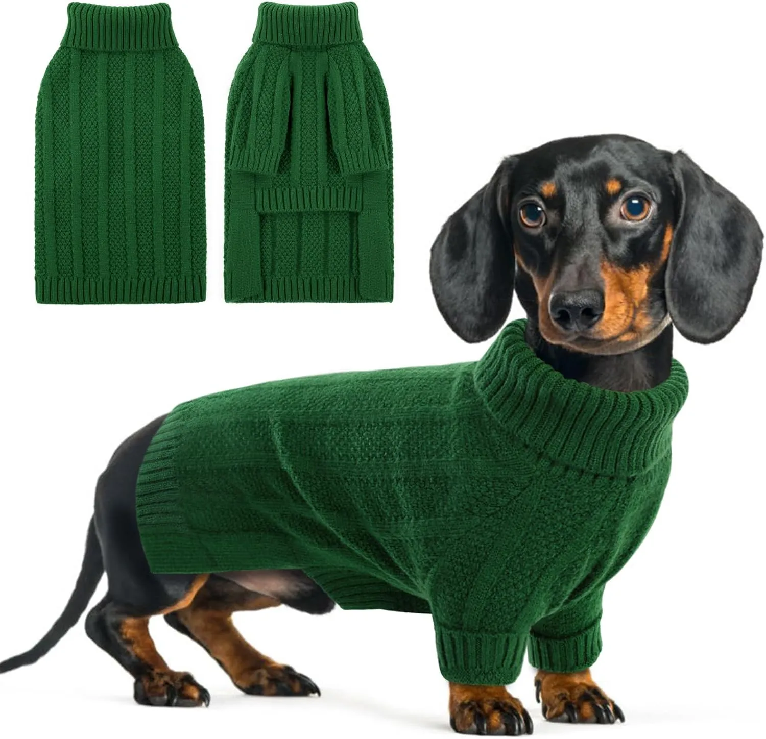 Queenmore XSmall Dog Sweater,Small Sweater for Dog,Soft Knitted Dog Sweater Christmas Clothing,Turtleneck Pullover Puppy Sweaters for Dogs Girls Boys,Cozy Pet Knitwear for Teacup,Chihuahua(Green,XS)