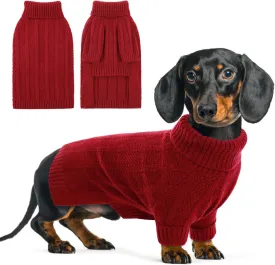 Queenmore XSmall Dog Sweater,Small Sweater for Dog,Soft Knitted Dog Sweater Christmas Clothing,Turtleneck Pullover Puppy Sweaters for Dogs Girls Boys,Cozy Pet Knitwear for Teacup,Chihuahua(Red,XS)