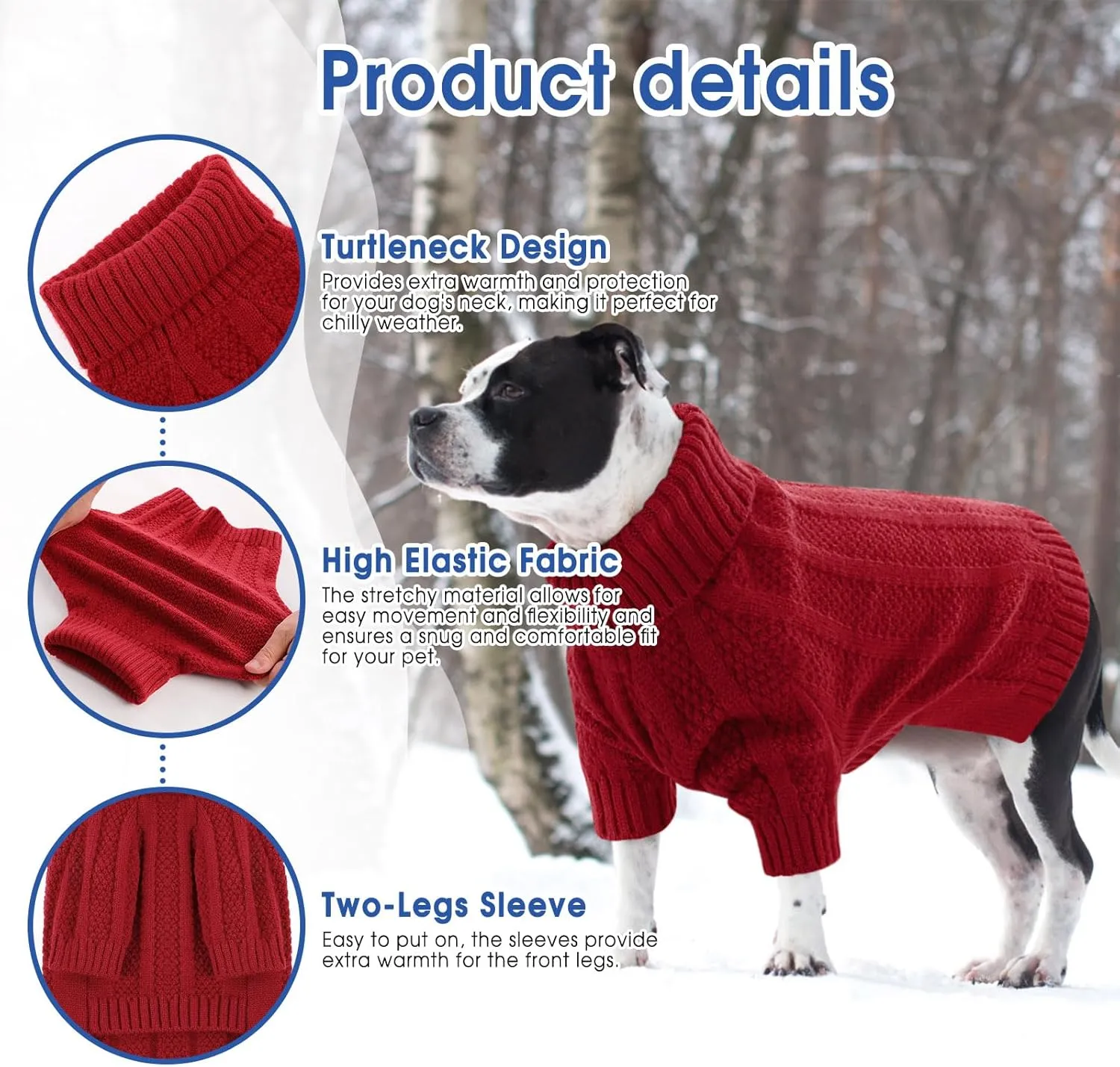 Queenmore XSmall Dog Sweater,Small Sweater for Dog,Soft Knitted Dog Sweater Christmas Clothing,Turtleneck Pullover Puppy Sweaters for Dogs Girls Boys,Cozy Pet Knitwear for Teacup,Chihuahua(Red,XS)