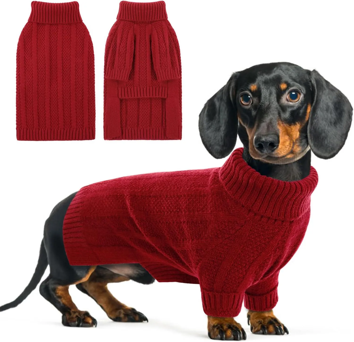 Queenmore XSmall Dog Sweater,Small Sweater for Dog,Soft Knitted Dog Sweater Christmas Clothing,Turtleneck Pullover Puppy Sweaters for Dogs Girls Boys,Cozy Pet Knitwear for Teacup,Chihuahua(Red,XS)