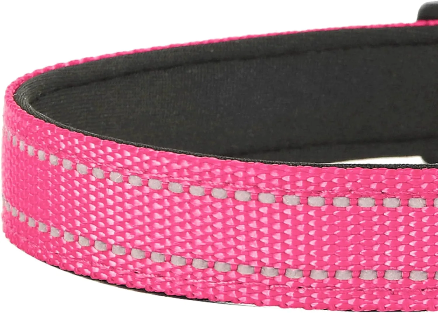 Reflective Dog Collar, Adjustable Soft Neoprene Padded Nylon Pet Collars with Buckle for Small Dogs, Hotpink,S
