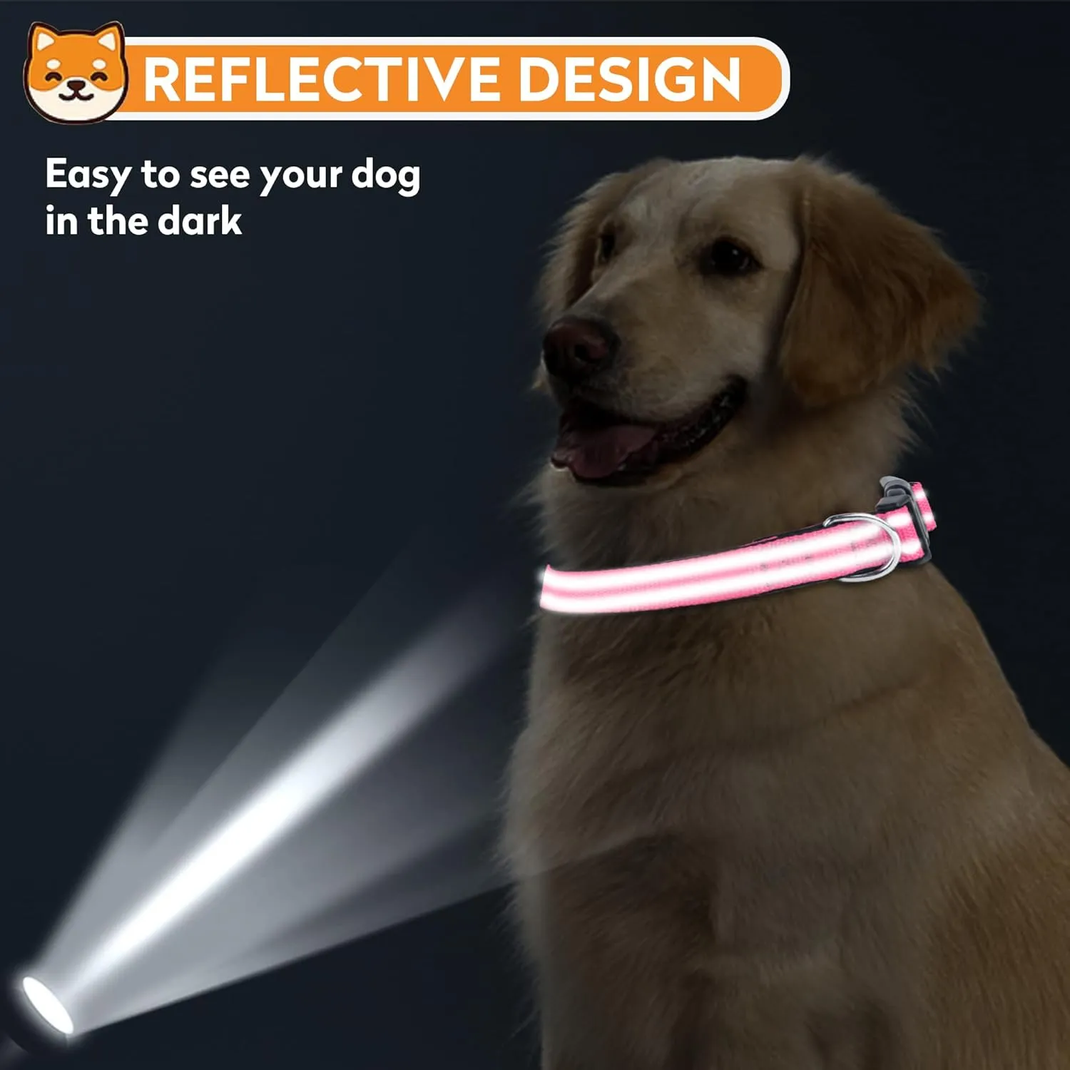 Reflective Dog Collar, Adjustable Soft Neoprene Padded Nylon Pet Collars with Buckle for Small Dogs, Hotpink,S