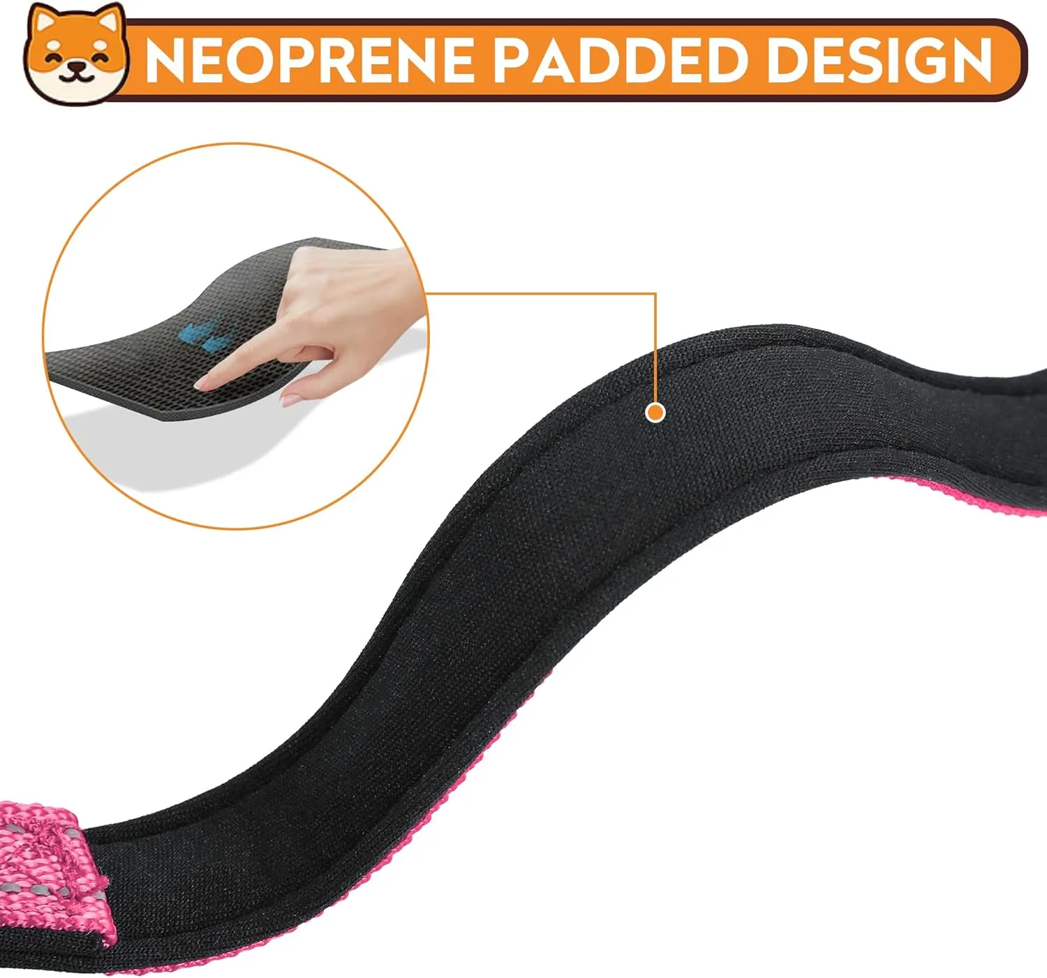 Reflective Dog Collar, Adjustable Soft Neoprene Padded Nylon Pet Collars with Buckle for Small Dogs, Hotpink,S