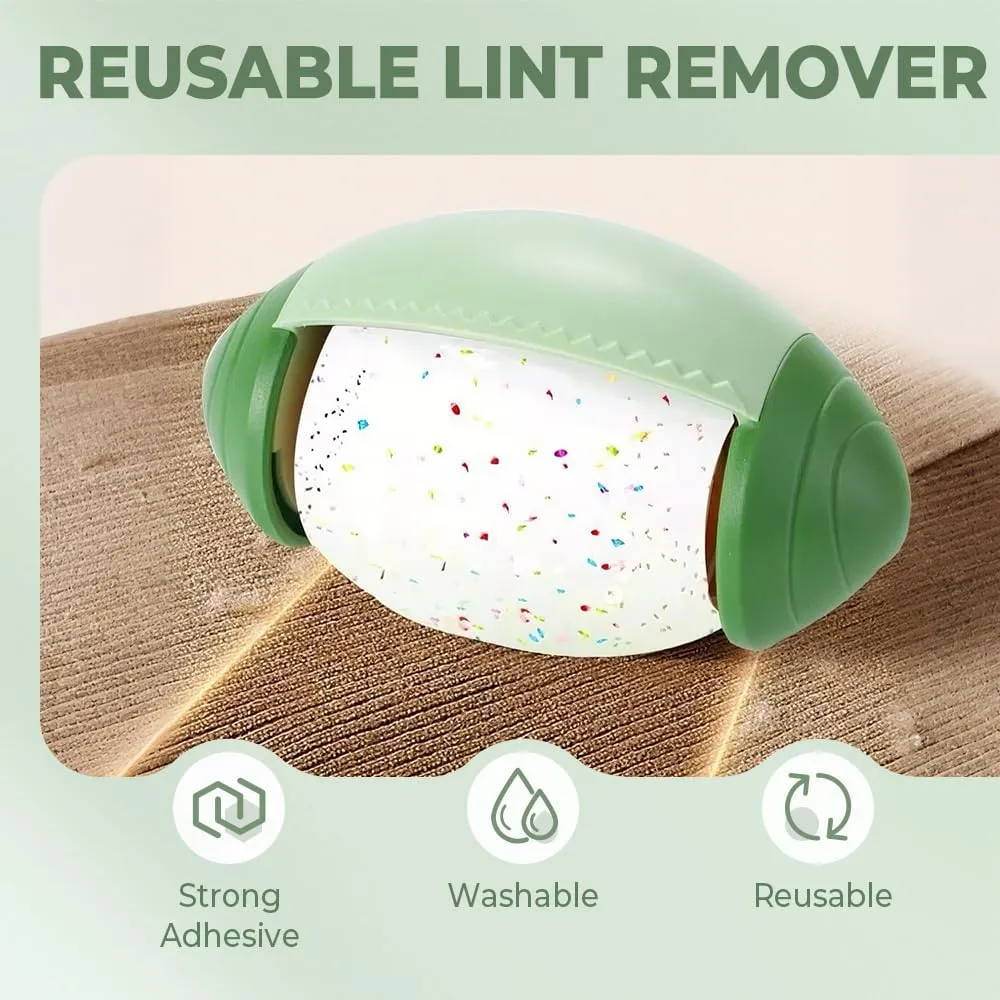 Reusable Silicone Lint Roller, 2025 New Washable Sticky Roller, Mini Lint Remover, Portable Travel Lint Roller Ball, Pet Hair and Dust Removal for Clothes, Beds and Sofas (Green Pink)