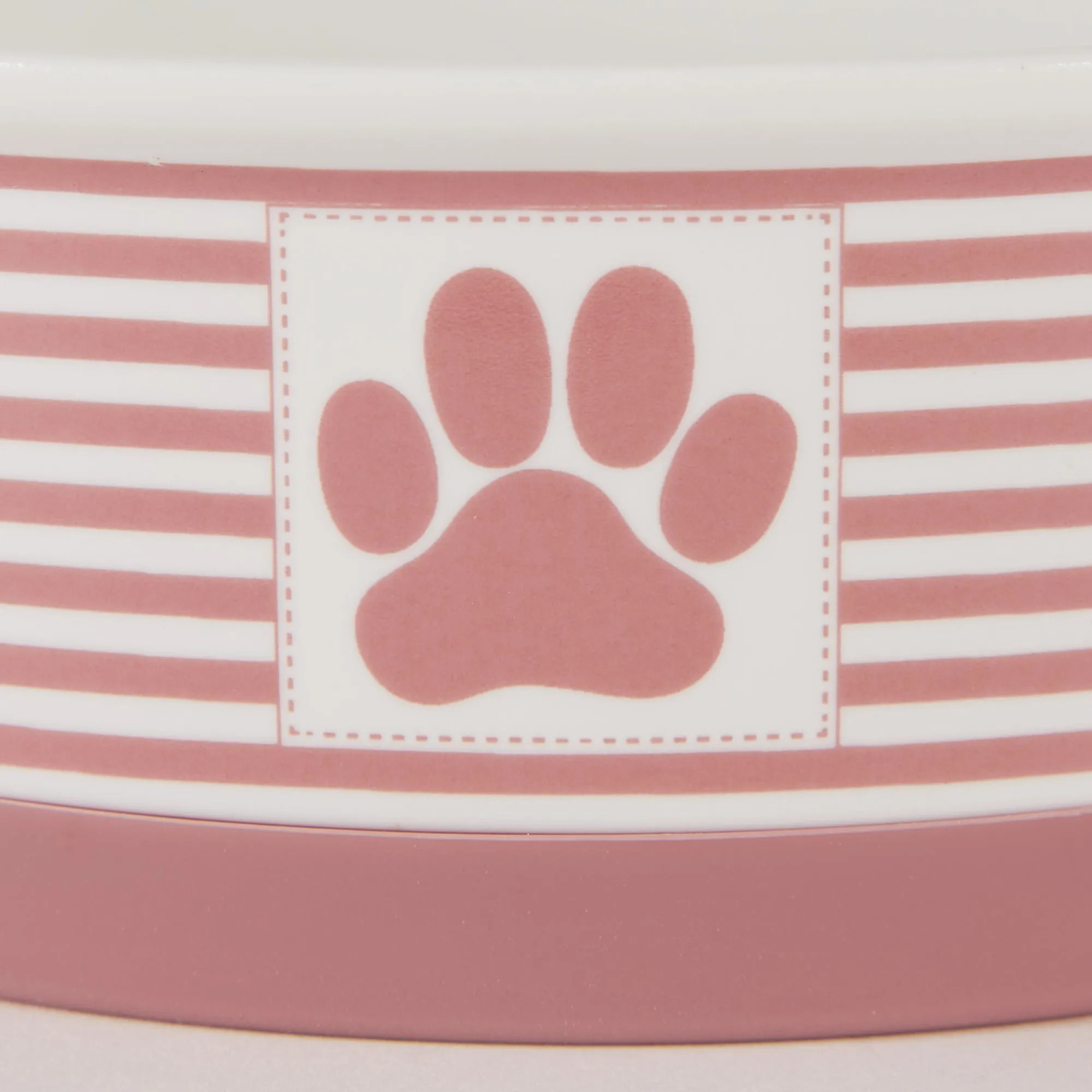 Rose Striped Paw Patch Pet Bowl Set of 2, Medium - 1.5 C. Capacity