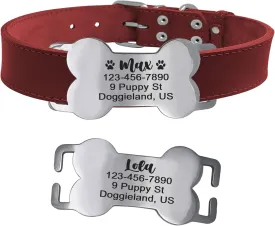 Slide-On Bone Pet ID  Silent Custom Engraved Name Plate for Dogs & Cats, Stainless Steel Tag for Martingale Collars