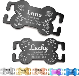 Slide On Personalized Dog Tags, Silent, No Noise Stainless Steel, Custom Engraved in 3 Sizes for Large and Small Dogs (S - fits 5/8" Wide Collars)