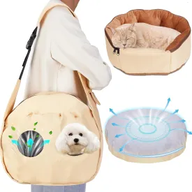 Small Dog Carrier Sling and Pet Nest, Soft-Sided Pet Sling Carrier with Thick Padded, Reversible Puppy Pouch with Breathable Mesh, Adjustable Strap, Dual-use Dog/Cat Travel Bag/Bed for Outdoor5-22lb