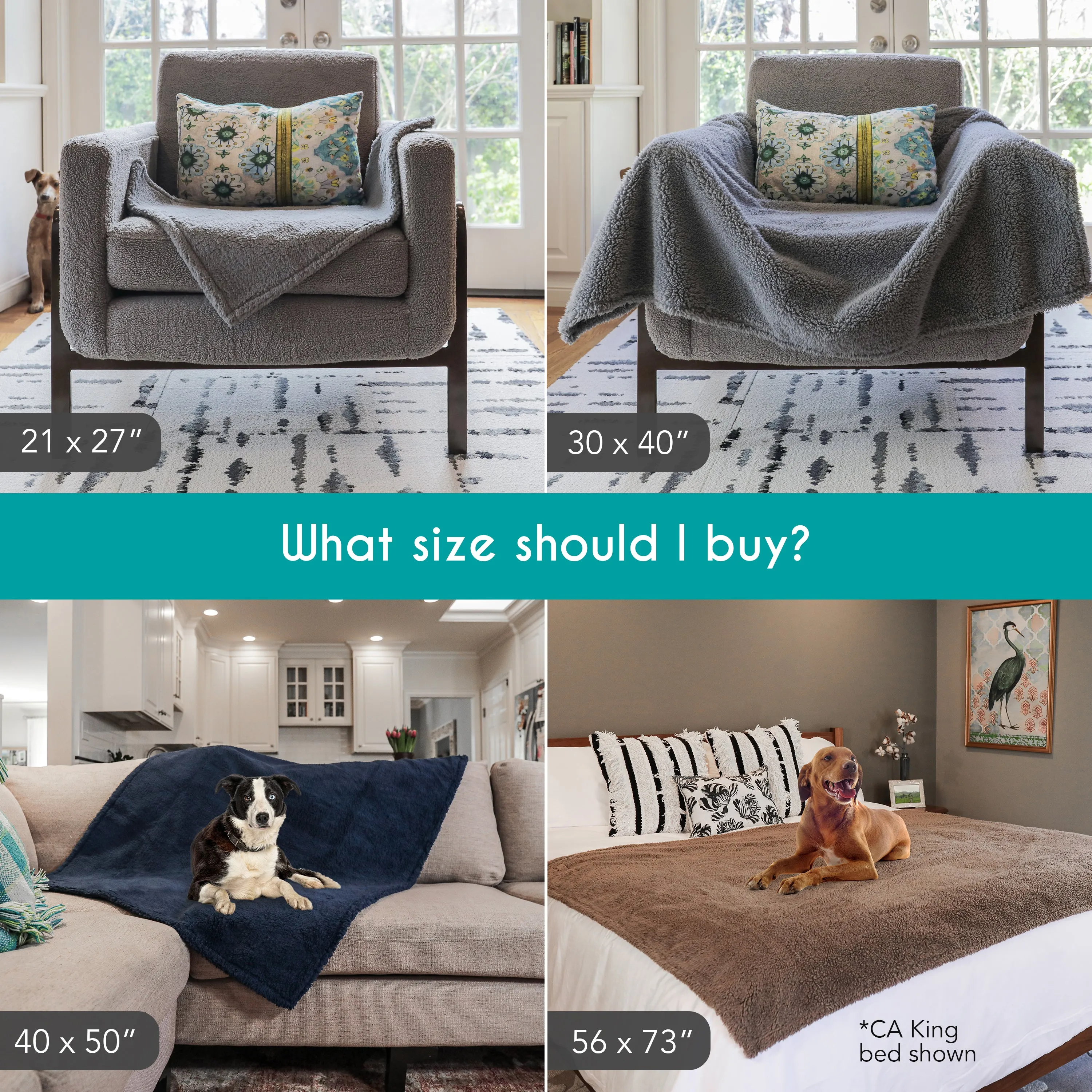 Small Waterproof Pet Blanket, Grey, 21 x 27"