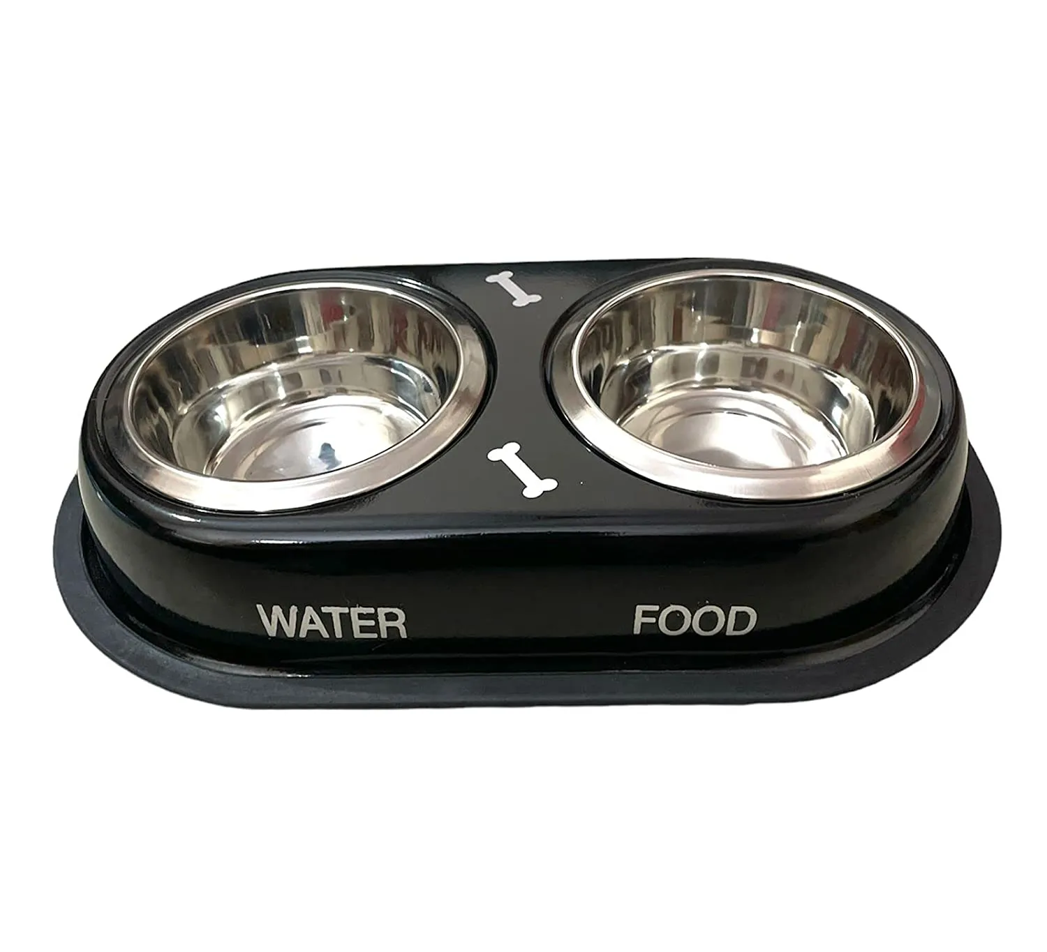 Stainless Steel Double Diner Dog and Cat Food Bowls - Large