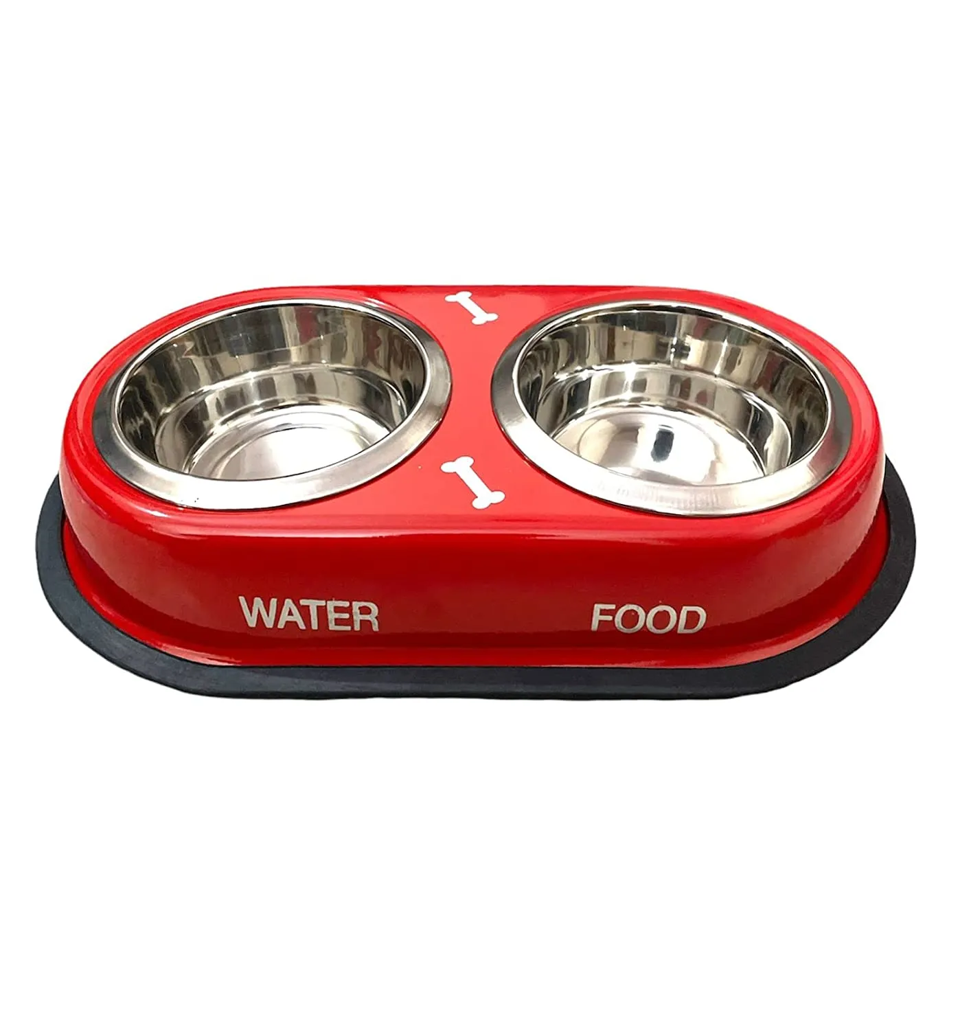 Stainless Steel Double Diner Dog and Cat Food Bowls - Large