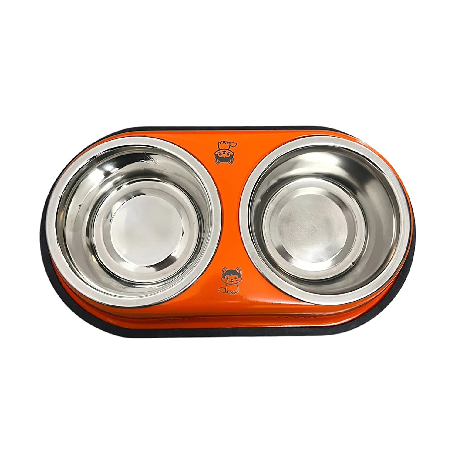 Stainless Steel Double Diner Dog and Cat Food Bowls - Large