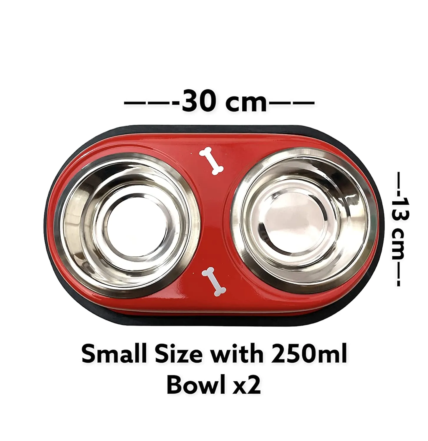 Stainless Steel Double Diner Dog and Cat Food Bowls - Large