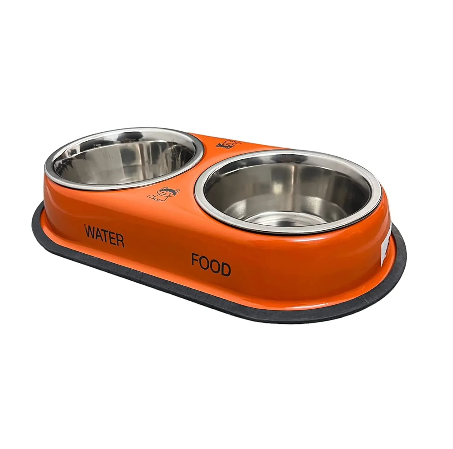 Stainless Steel Double Diner Dog and Cat Food Bowls - Large