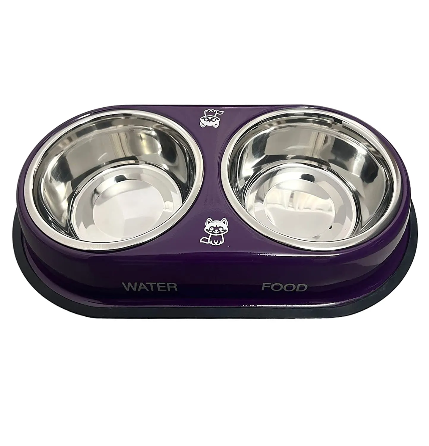 Stainless Steel Double Diner Dog and Cat Food Bowls - Large