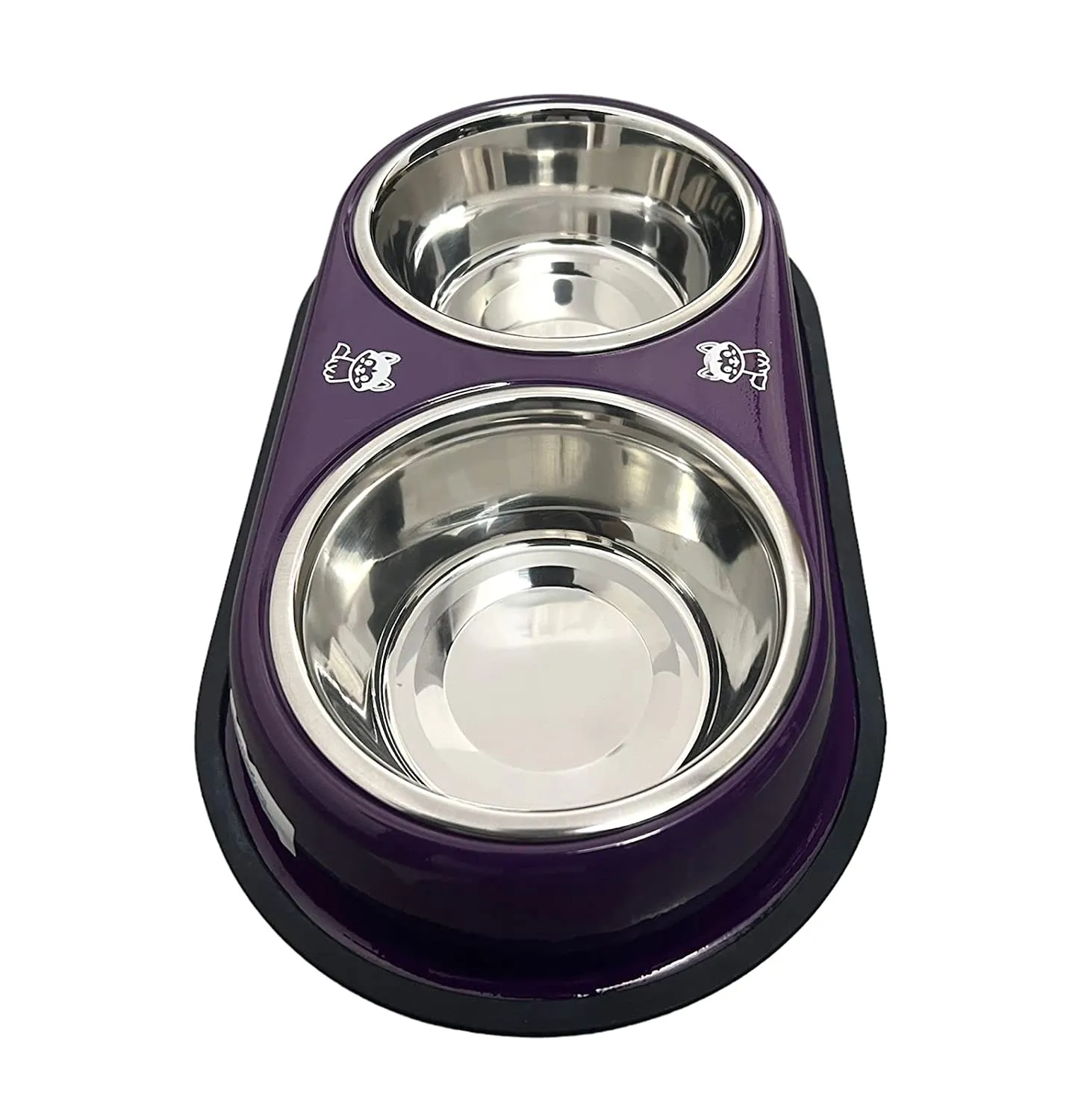 Stainless Steel Double Diner Dog and Cat Food Bowls - Large