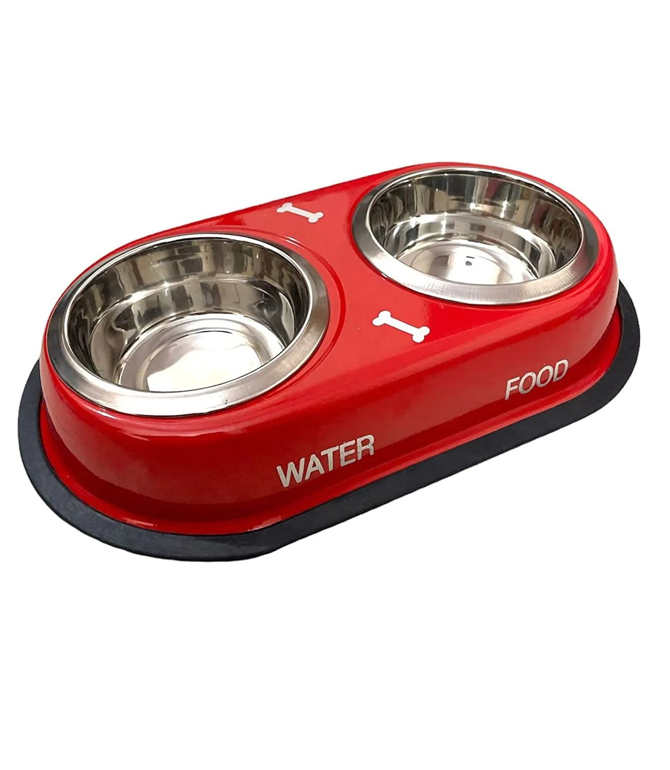 Stainless Steel Double Diner Dog and Cat Food Bowls - Large