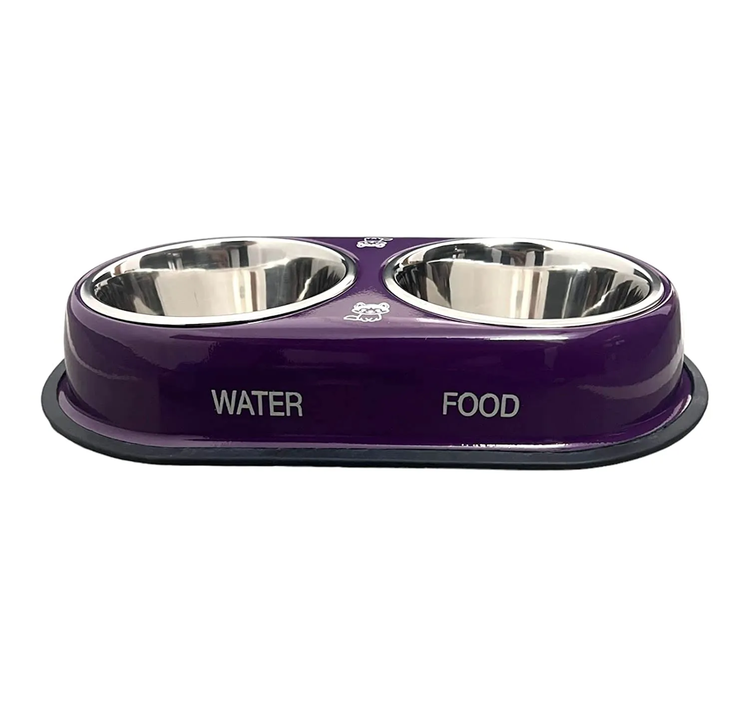 Stainless Steel Double Diner Dog and Cat Food Bowls - Large