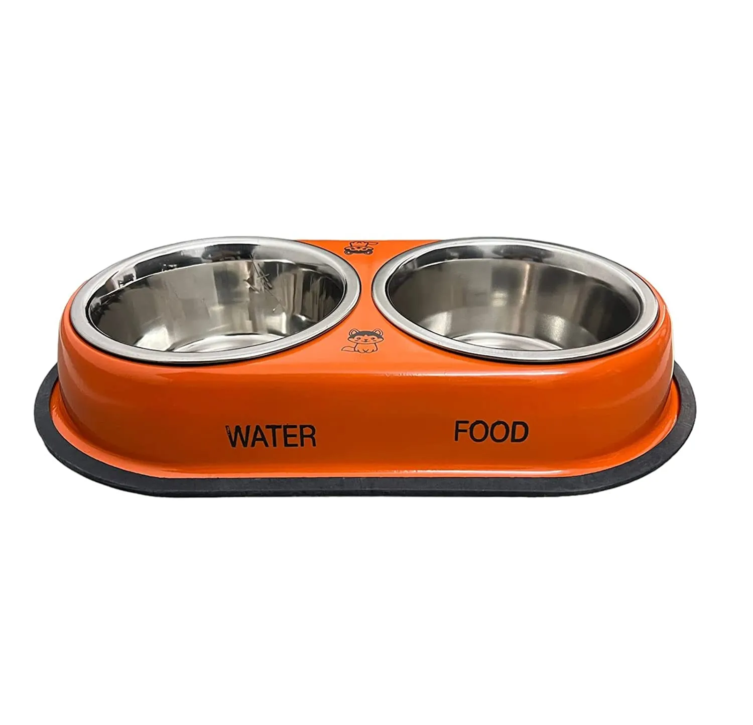 Stainless Steel Double Diner Dog and Cat Food Bowls - Large