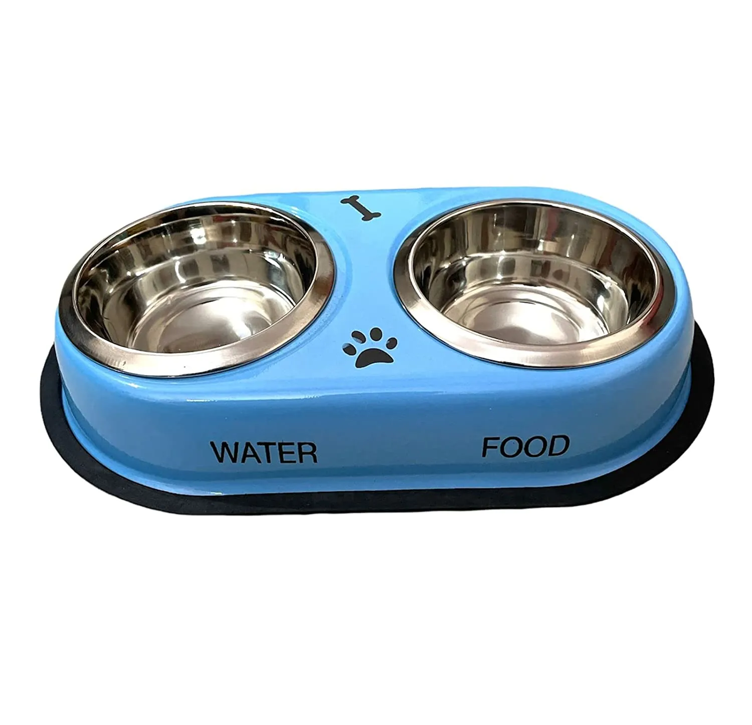 Stainless Steel Double Diner Dog and Cat Food Bowls - Large