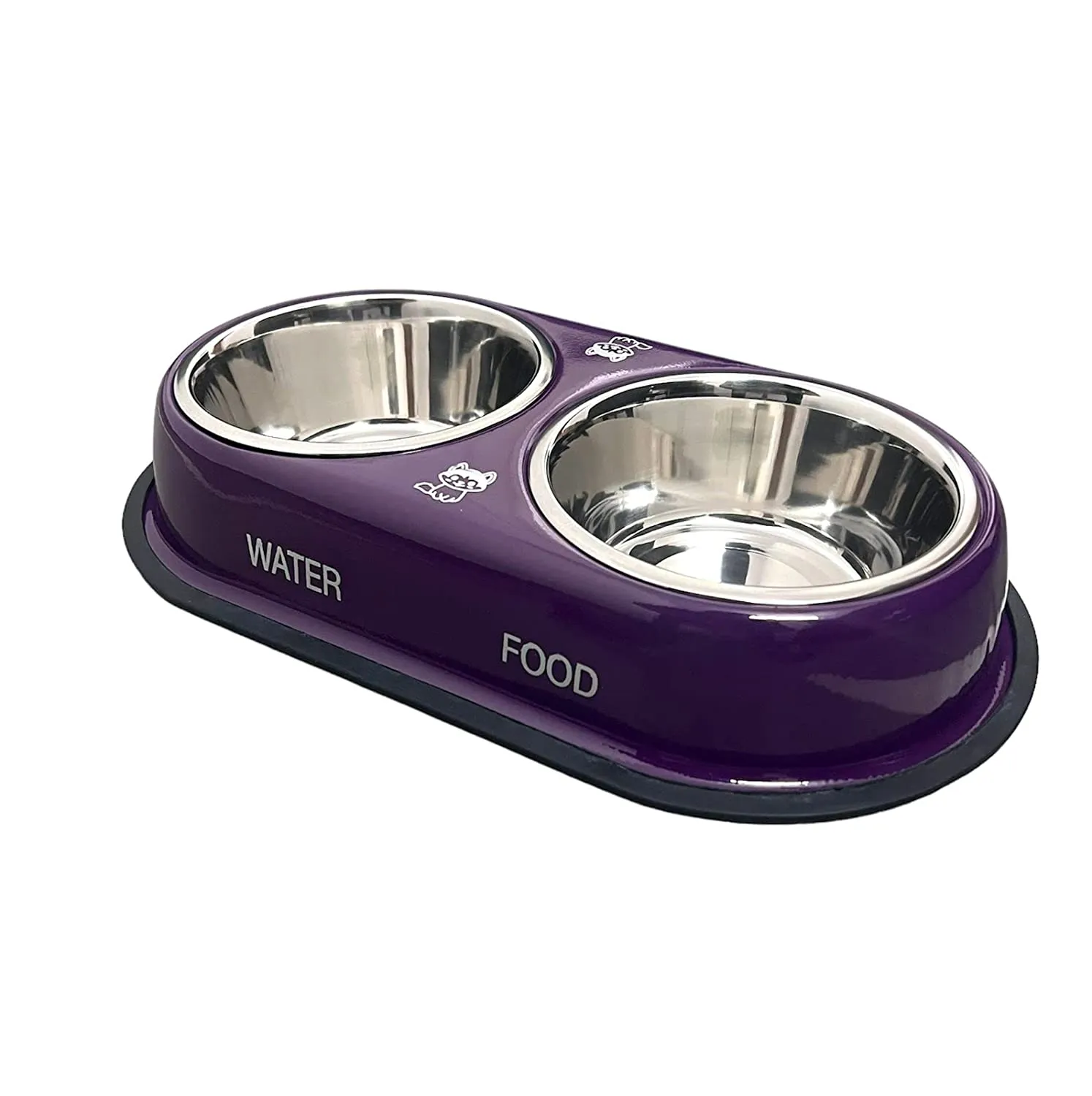 Stainless Steel Double Diner Dog and Cat Food Bowls - Large