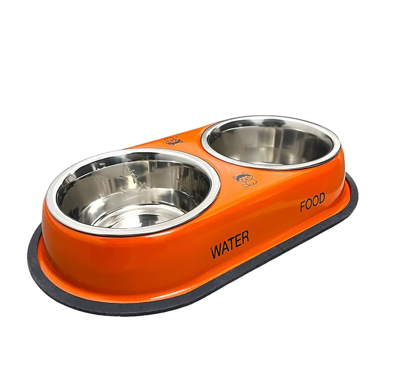 Stainless Steel Double Diner Dog and Cat Food Bowls - Large