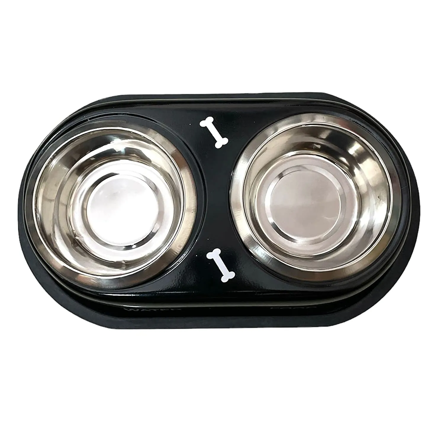 Stainless Steel Double Diner Dog and Cat Food Bowls - Large