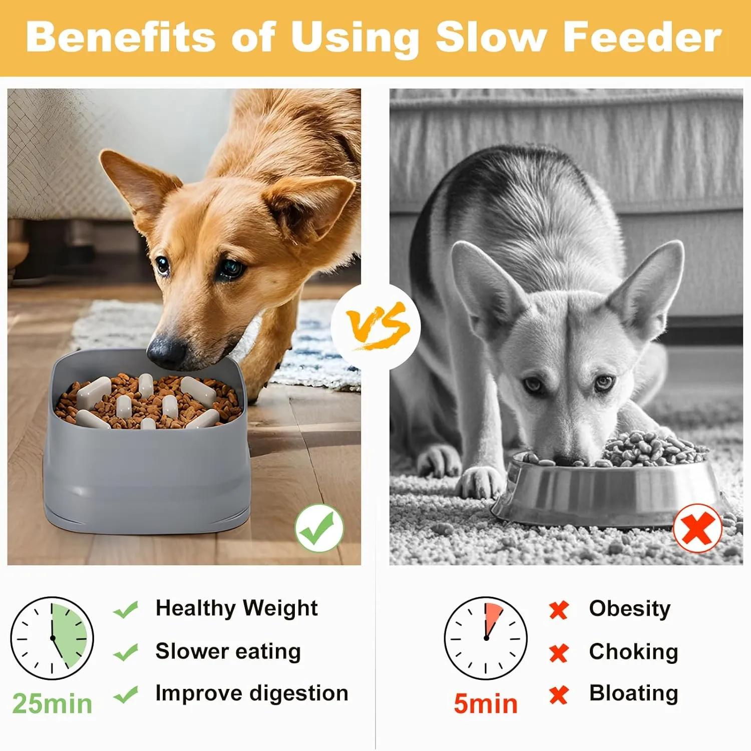 Sunhoo Slow Feeder Dog Bowls Large Breed Puppy Puzzle Feeding Dish Maze Feed Bowl Small Medium Dogs Plate Adjustable Ridges to Slower Down Eating Anti-slip Easy to Clean Indoor Use 7.5*7.5*4 in(Grey)