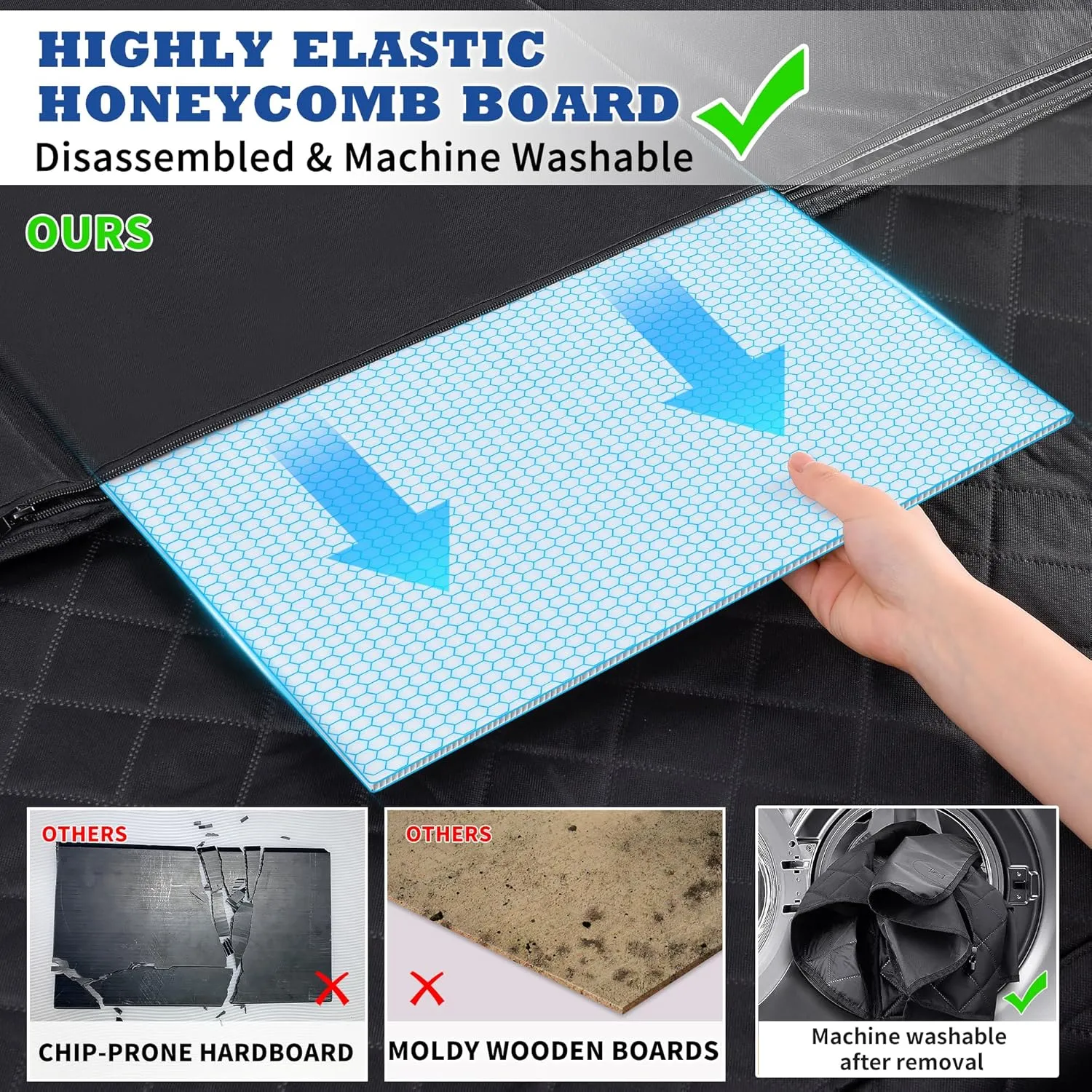 Truck Dog Seat Cover for Back Seat,XL Hard Bottom Back Seat Extender Larger Space Dog Car Hammock for Trucks,Holds 400lbs,Upgraded Waterproof Anti-Scratch Material Pet Seat Covers for Crew Cab