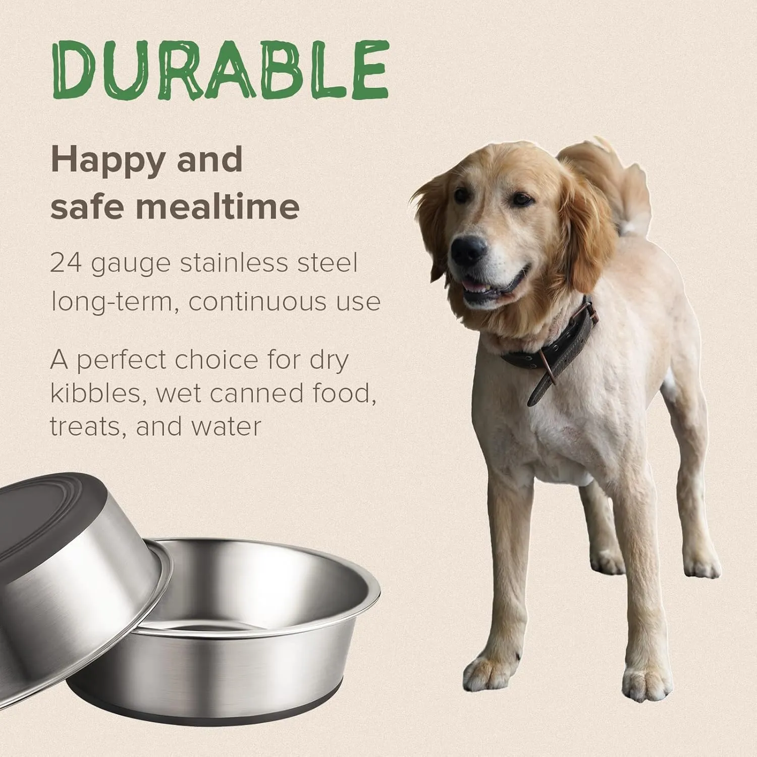 URBUDDIES 2 Pack Stainless Steel Cat Bowls, Premium Metal Cat Bowls with Non Slip Rubber Bottom, Dishwasher Safe, Easy to Clean, 2 Cup, Gray Bottom
