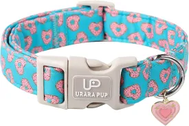 Valentines Dog Collar, Pink Heart Dog Collar with Quick Release, Valentines Gift Pet Girl Boy Dog Collar for Puppy Small Medium Dogs