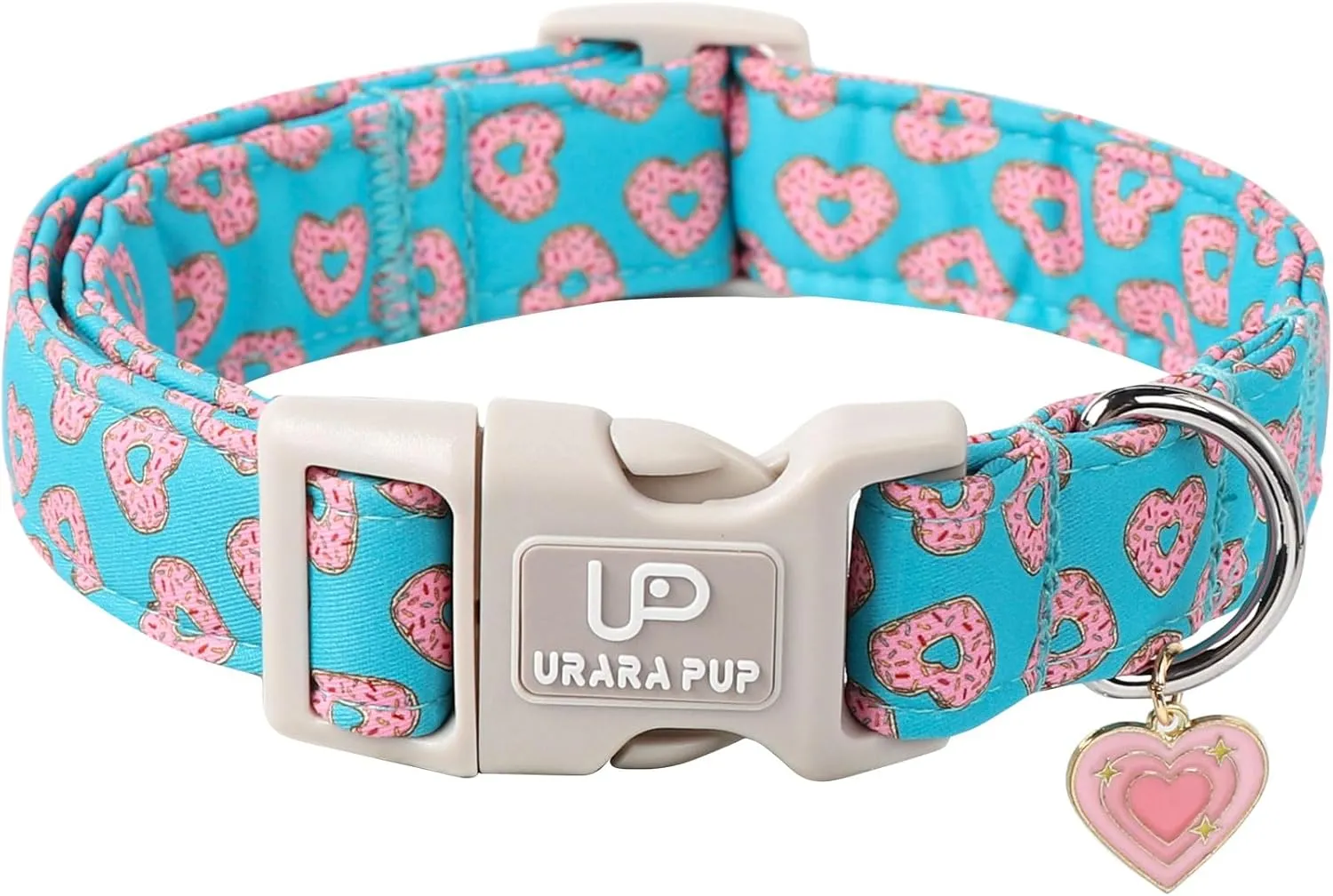 Valentines Dog Collar, Pink Heart Dog Collar with Quick Release, Valentines Gift Pet Girl Boy Dog Collar for Puppy Small Medium Dogs