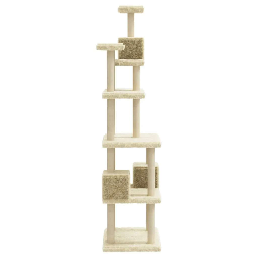vidaXL Cat Tree with Sisal Scratching Posts Cream 188 cm
