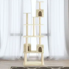 vidaXL Cat Tree with Sisal Scratching Posts Cream 188 cm
