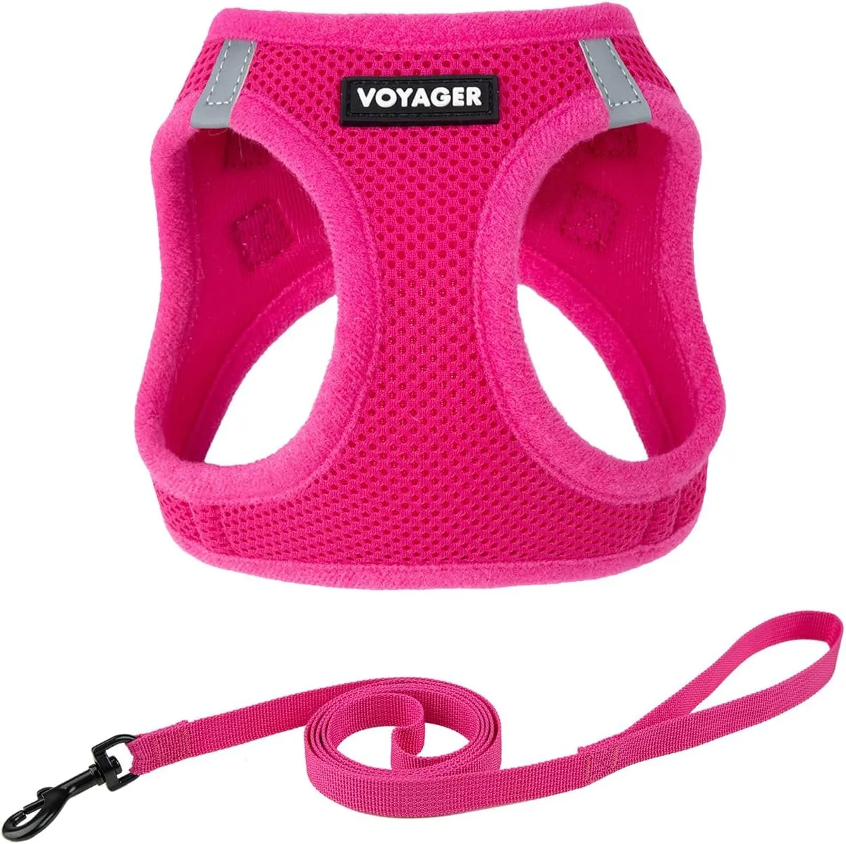Voyager Step-in Air Cat Leash Harness Set - All Weather Mesh, Step in Vest Harness for Small and Large Cats by Best Pet Supplies - Fuchsia, M (Chest 15-17")