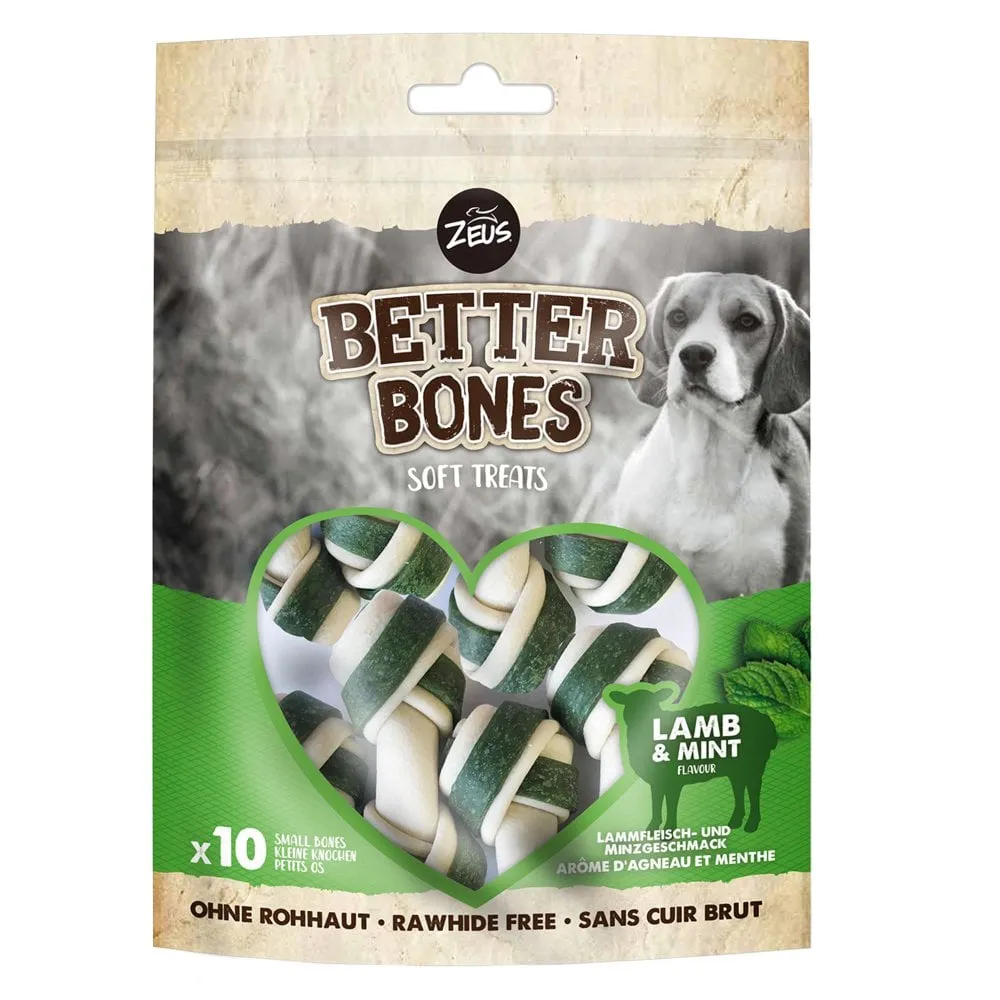 Zeus | Better Bones | Rawhide Free Dog Chews | Lamb & Mint Bones - Small - 10 Pack